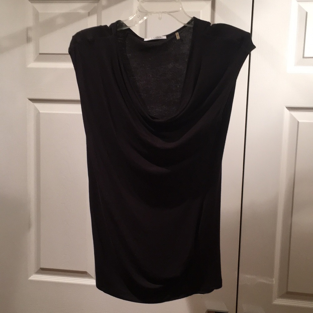 Cowl neck T Tahari sleeveless black top